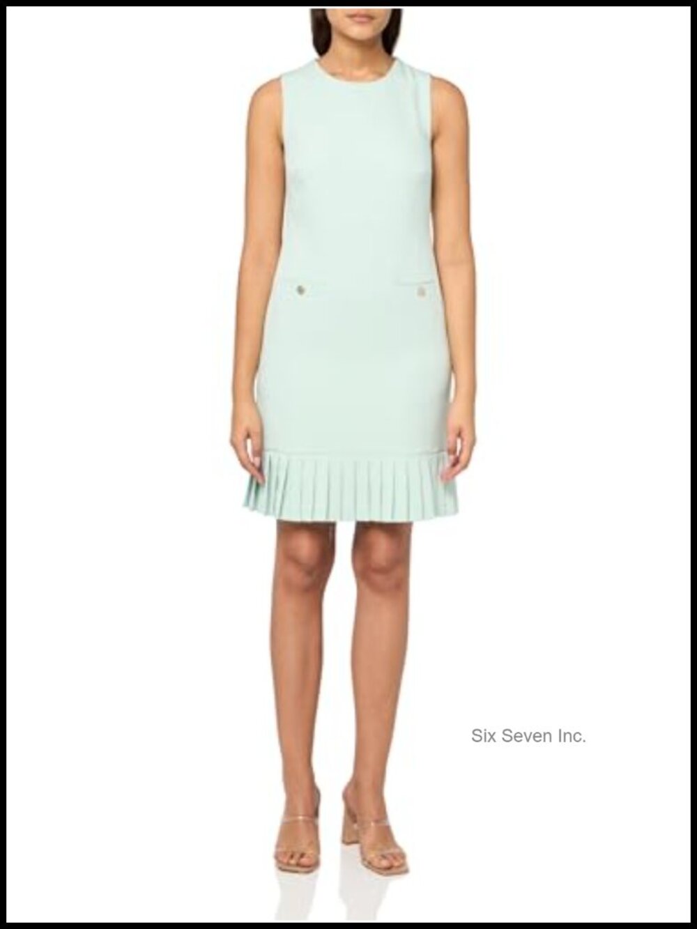 Sleeveless Shift Dress with Pockets Polyester Blend